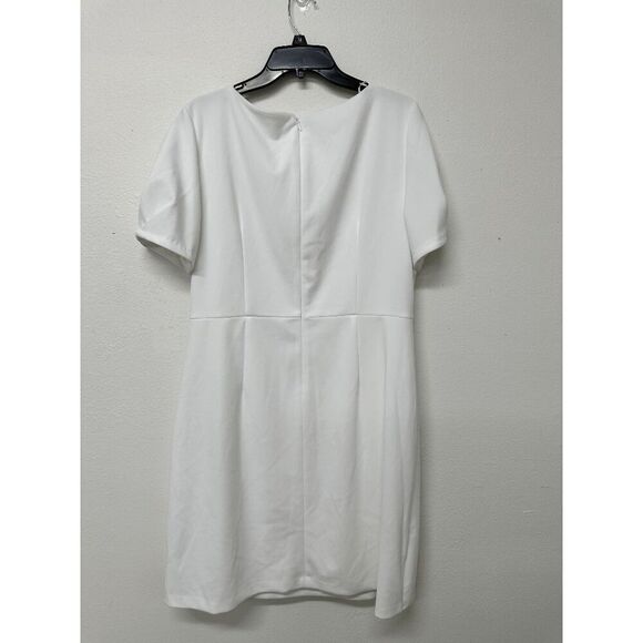 DKNY Women's Puff-Sleeve D-Ring Fit & Flare Dress - Ivory 16 - Picture 3 of 8